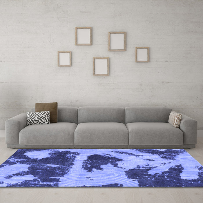 Machine Washable Abstract Blue Modern Rug in a Living Room, wshabs980blu