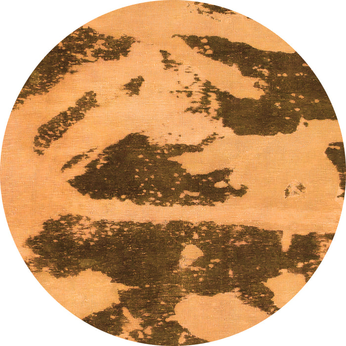 Round Abstract Orange Modern Rug, abs980org