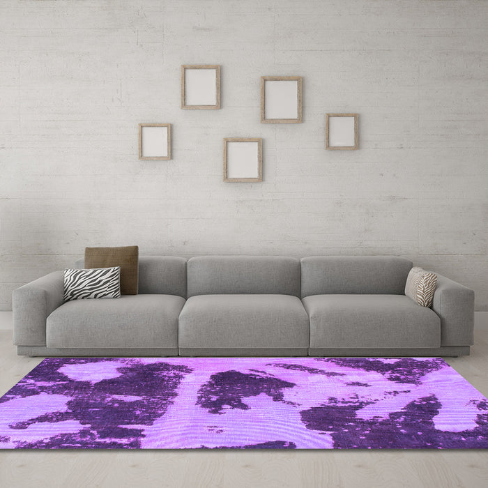 Machine Washable Abstract Purple Modern Area Rugs in a Living Room, wshabs980pur