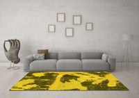 Machine Washable Abstract Yellow Modern Rug, wshabs980yw