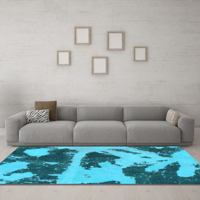 Machine Washable Abstract Light Blue Modern Rug in a Living Room, wshabs980lblu