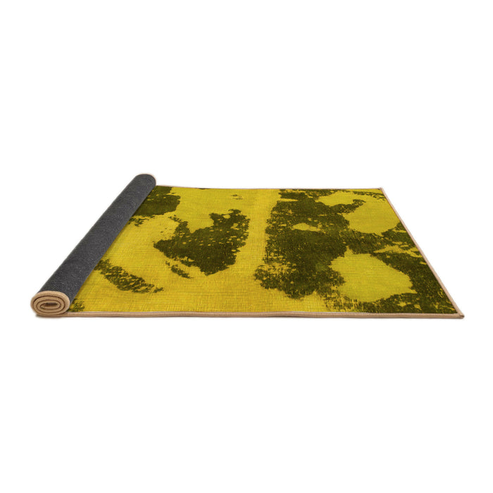 Sideview of Abstract Yellow Modern Rug, abs980yw