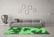 Machine Washable Abstract Emerald Green Modern Area Rugs in a Living Room,, wshabs980emgrn