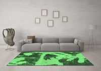 Machine Washable Abstract Emerald Green Modern Rug, wshabs980emgrn