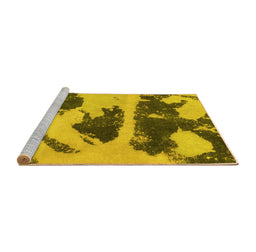 Sideview of Machine Washable Abstract Yellow Modern Rug, wshabs980yw
