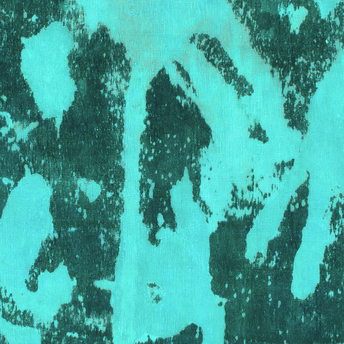 Square Machine Washable Abstract Turquoise Modern Area Rugs, wshabs980turq