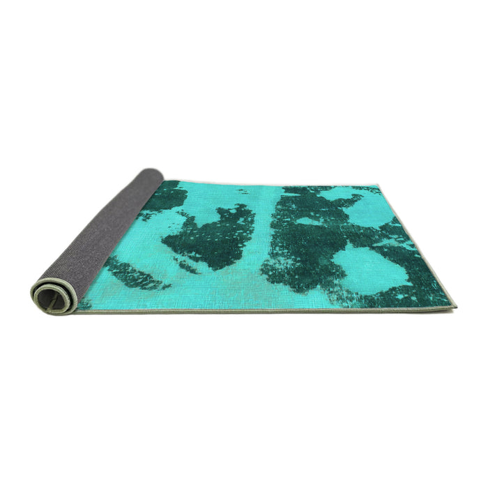 Sideview of Abstract Turquoise Modern Rug, abs980turq