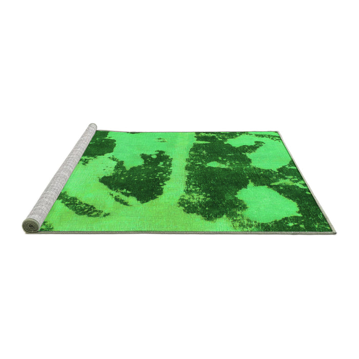 Sideview of Machine Washable Abstract Green Modern Area Rugs, wshabs980grn