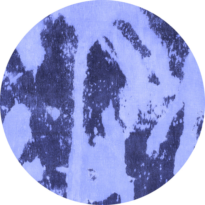 Round Abstract Blue Modern Rug, abs980blu