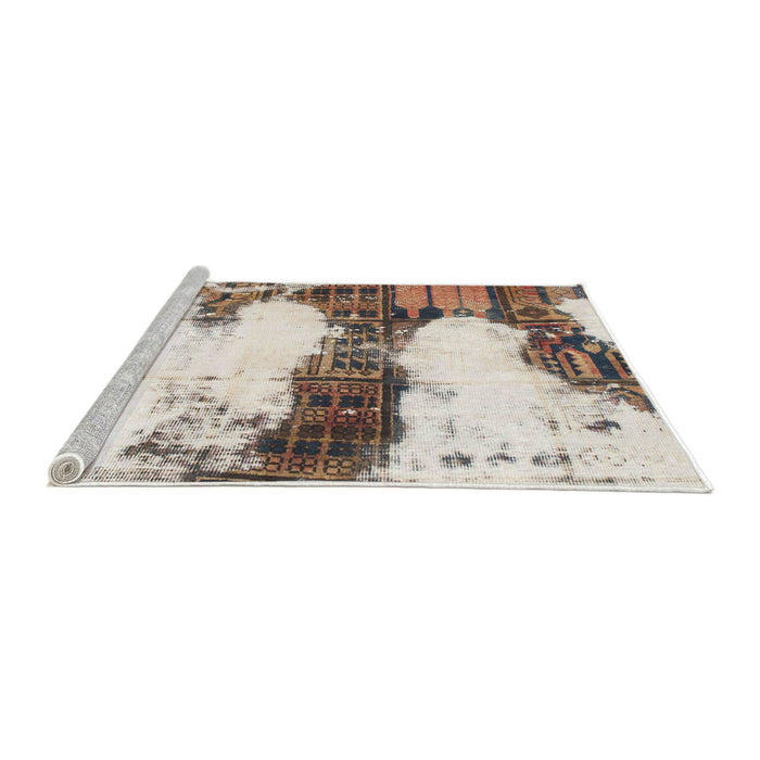 Sideview of Machine Washable Abstract Champagne Beige Rug, wshabs981