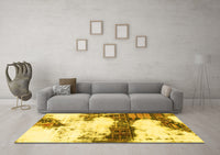 Machine Washable Abstract Yellow Modern Rug, wshabs981yw