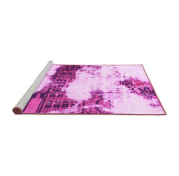 Sideview of Machine Washable Abstract Pink Modern Rug, wshabs981pnk