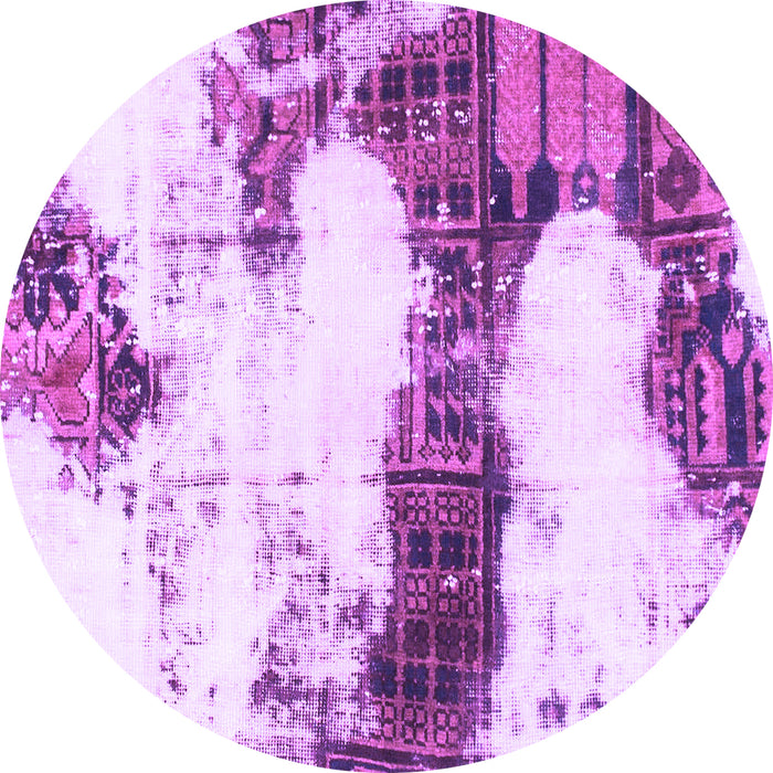 Round Abstract Purple Modern Rug, abs981pur