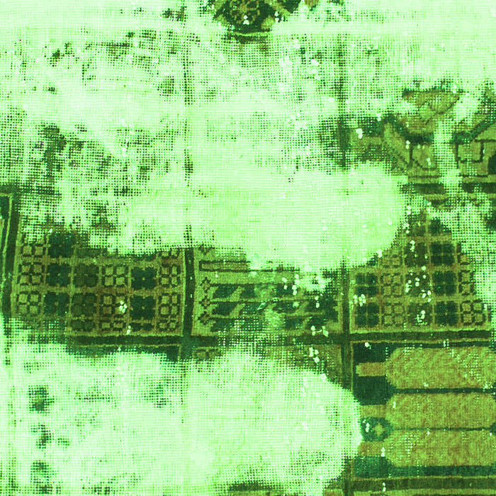 Machine Washable Abstract Green Modern Area Rugs, wshabs981grn