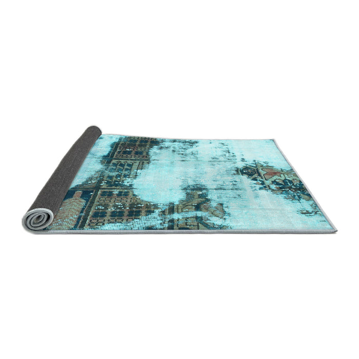 Sideview of Abstract Light Blue Modern Rug, abs981lblu