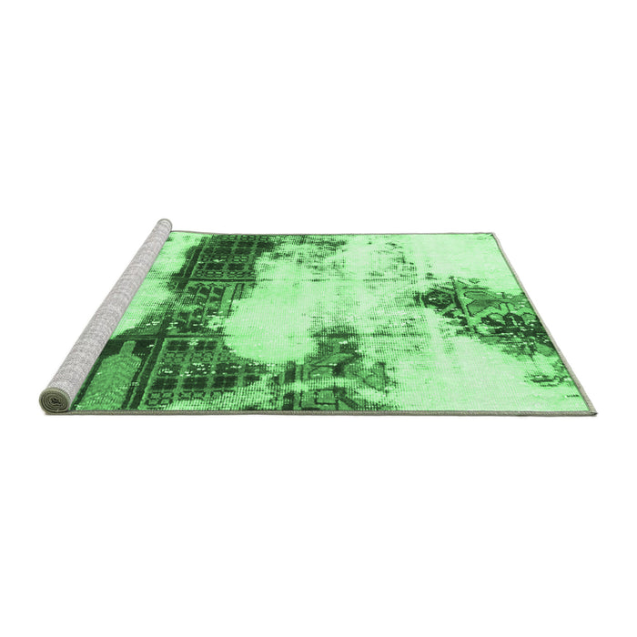 Sideview of Machine Washable Abstract Emerald Green Modern Area Rugs, wshabs981emgrn