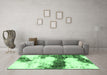 Machine Washable Abstract Emerald Green Modern Area Rugs in a Living Room,, wshabs981emgrn