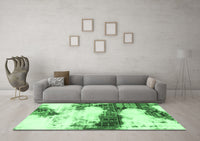 Machine Washable Abstract Emerald Green Modern Rug, wshabs981emgrn