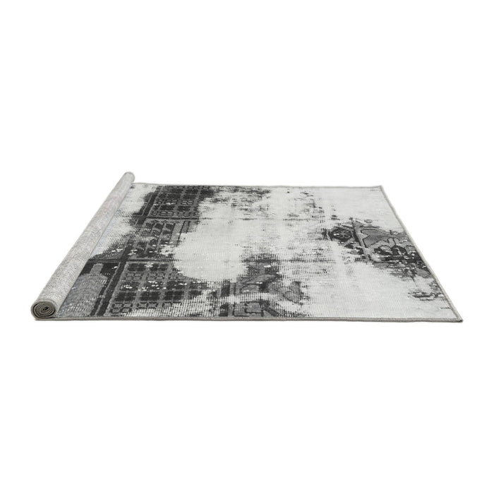 Sideview of Machine Washable Abstract Gray Modern Rug, wshabs981gry