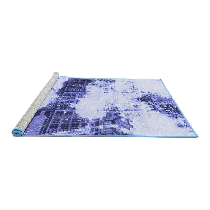 Sideview of Machine Washable Abstract Blue Modern Rug, wshabs981blu