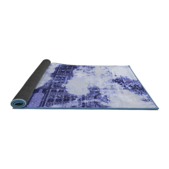 Sideview of Abstract Blue Modern Rug, abs981blu