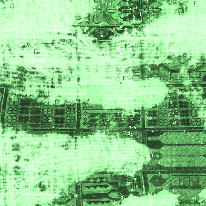 Square Machine Washable Abstract Emerald Green Modern Area Rugs, wshabs981emgrn