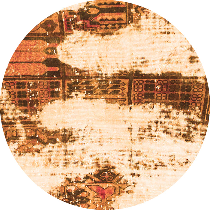 Round Abstract Orange Modern Rug, abs981org