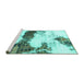 Sideview of Machine Washable Abstract Turquoise Modern Area Rugs, wshabs981turq