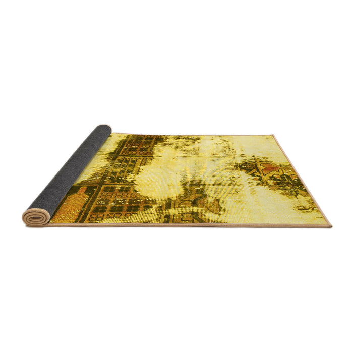 Sideview of Abstract Yellow Modern Rug, abs981yw