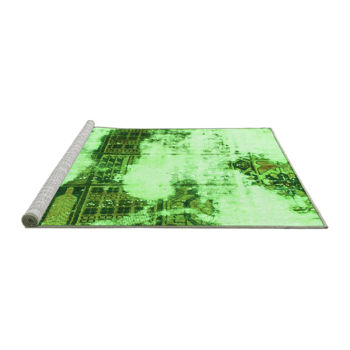 Sideview of Machine Washable Abstract Green Modern Area Rugs, wshabs981grn