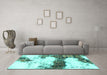 Machine Washable Abstract Turquoise Modern Area Rugs in a Living Room,, wshabs981turq