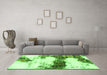 Machine Washable Abstract Green Modern Area Rugs in a Living Room,, wshabs981grn