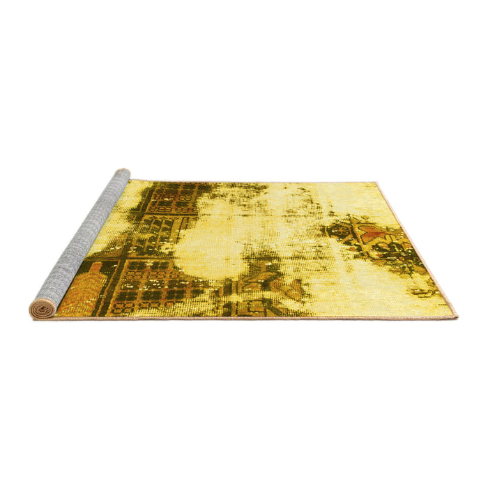 Sideview of Machine Washable Abstract Yellow Modern Rug, wshabs981yw