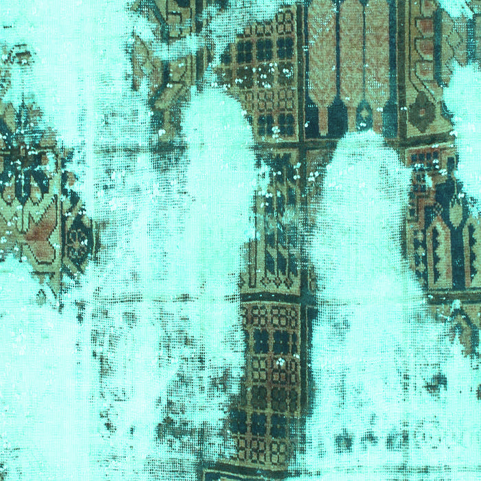 Square Abstract Turquoise Modern Rug, abs981turq