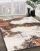 Machine Washable Abstract Champagne Beige Rug in a Family Room, wshabs981