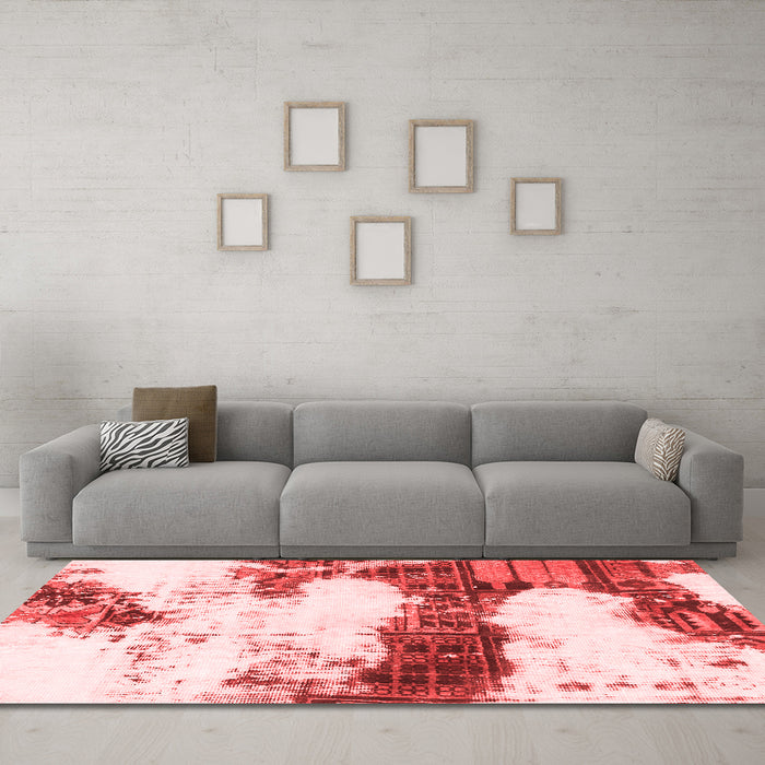Modern Red Washable Rugs