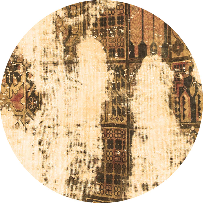 Round Abstract Brown Modern Rug, abs981brn