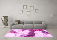 Machine Washable Abstract Pink Modern Rug, wshabs981pnk