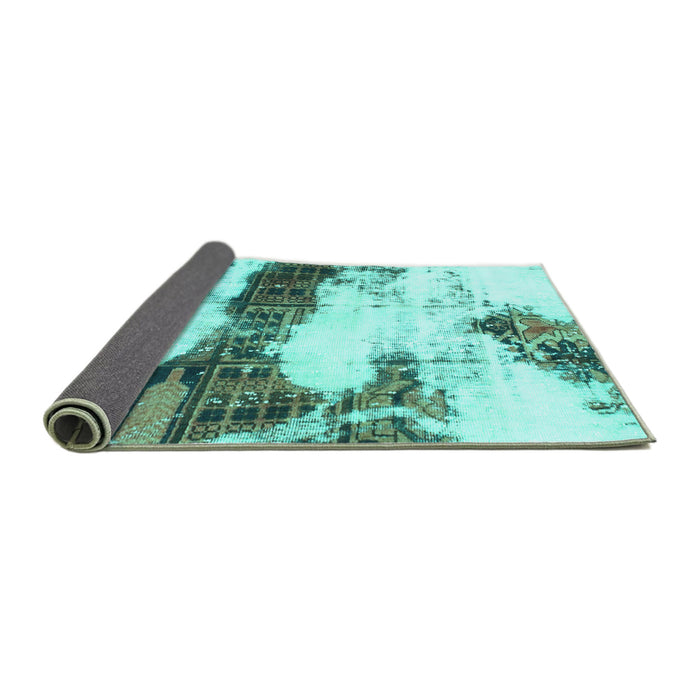 Sideview of Abstract Turquoise Modern Rug, abs981turq
