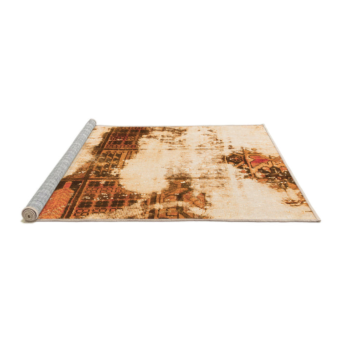 Sideview of Machine Washable Abstract Orange Modern Area Rugs, wshabs981org