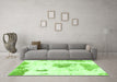 Machine Washable Abstract Green Modern Area Rugs in a Living Room,, wshabs982grn