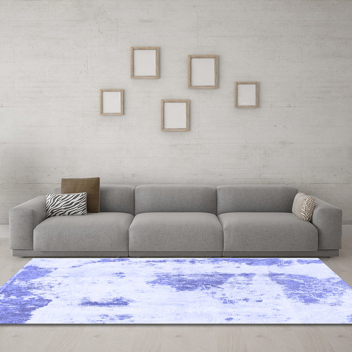 Machine Washable Abstract Blue Modern Rug in a Living Room, wshabs982blu