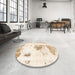 Round Abstract Brown Modern Rug in a Office, abs982