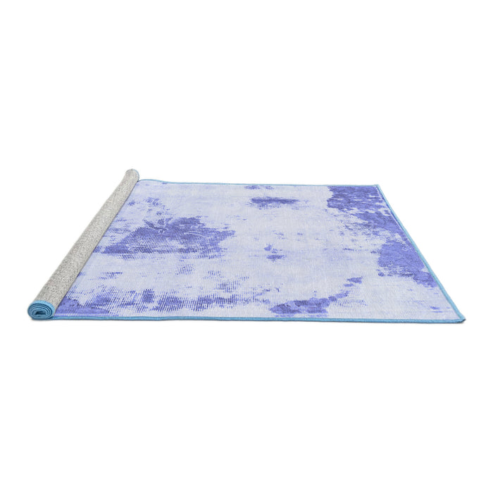 Sideview of Machine Washable Abstract Blue Modern Rug, wshabs982blu