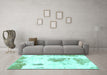 Machine Washable Abstract Turquoise Modern Area Rugs in a Living Room,, wshabs982turq