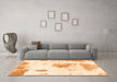 Machine Washable Abstract Orange Modern Area Rugs in a Living Room, wshabs982org