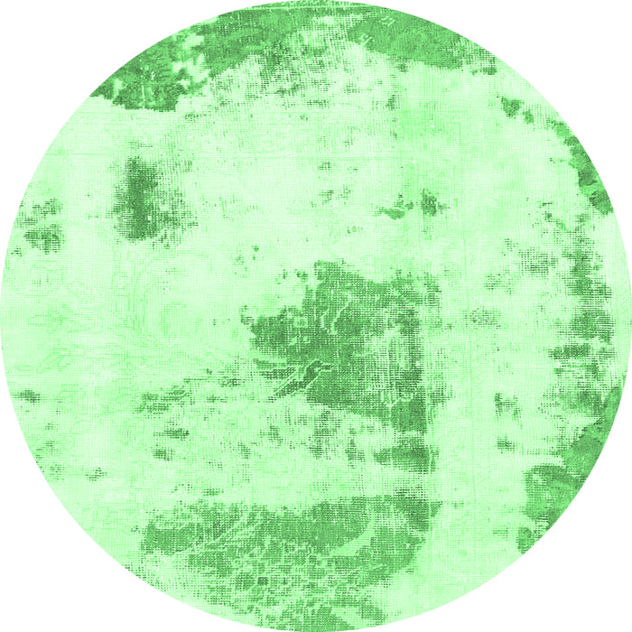 Round Abstract Emerald Green Modern Rug, abs982emgrn