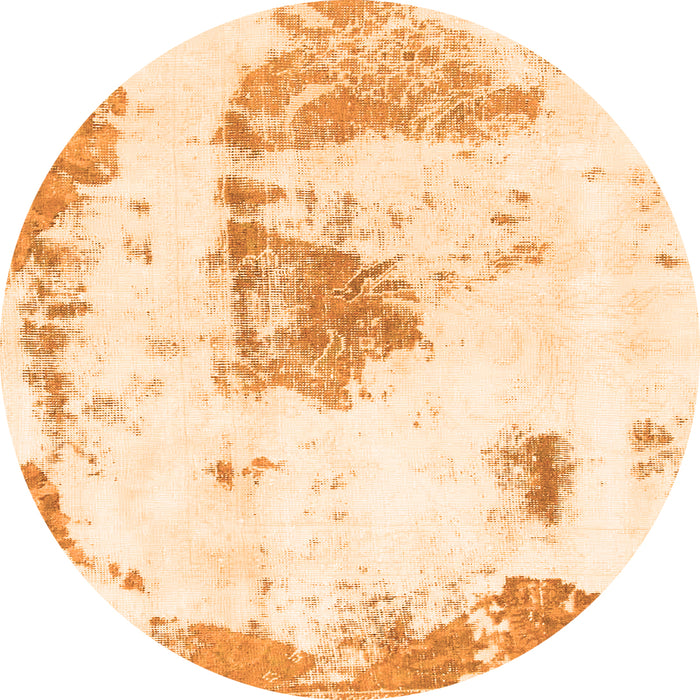 Round Machine Washable Abstract Orange Modern Area Rugs, wshabs982org