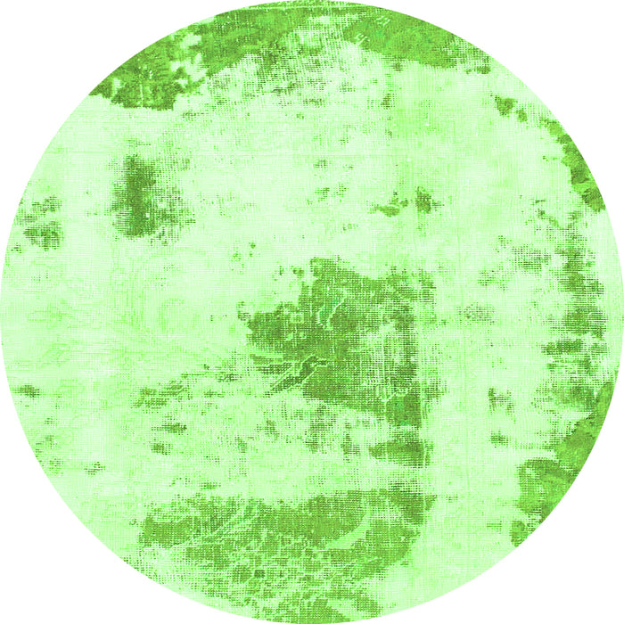 Round Abstract Green Modern Rug, abs982grn