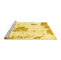 Sideview of Machine Washable Abstract Yellow Modern Rug, wshabs982yw